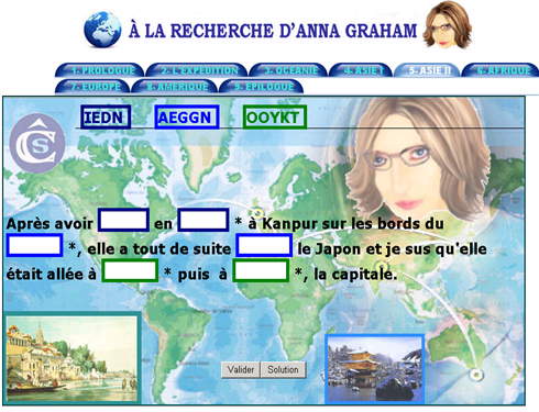 Interface des jeux d'anagrammes en diaporama